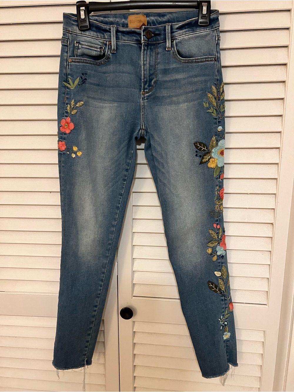 Driftwood Jackie high-rise embroidered skinny jeans 26/28